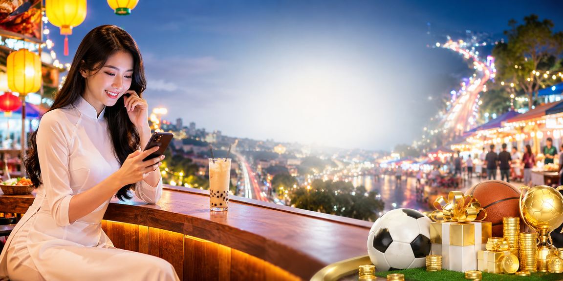 Người chơi trải nghiệm casino trên điện thoại tại Đà Lạt với trang phục áo dài