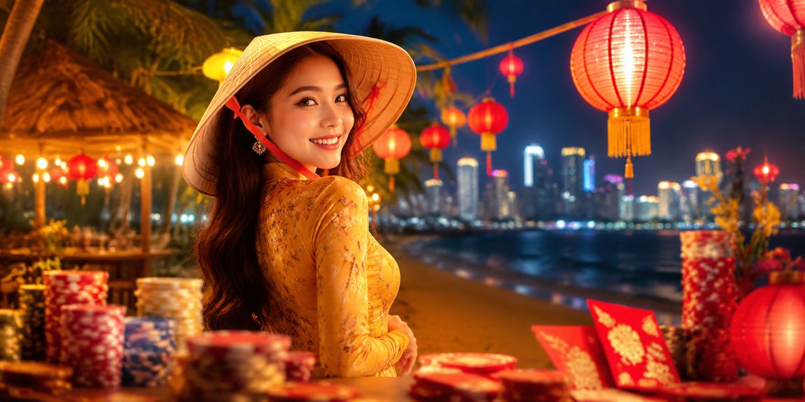 Không gian cá cược casino sôi động với ánh đèn neon tại Việt Nam