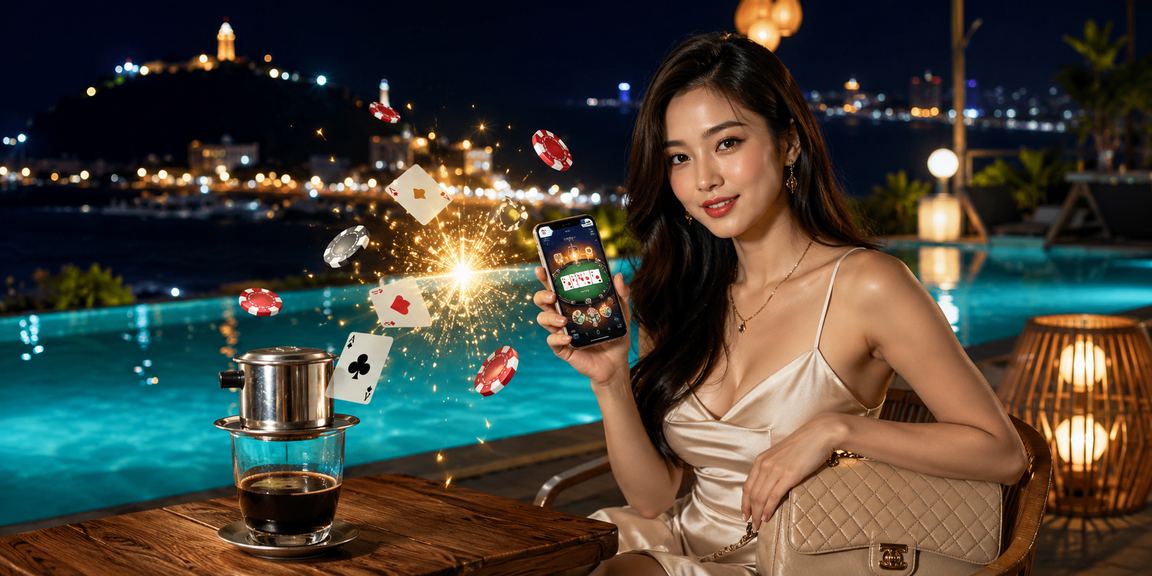 Người chơi bài card game tại quán cà phê Vũng Tàu với không khí thư giãn